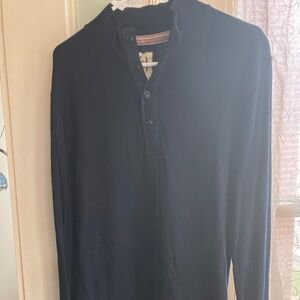 Relwen Pique Button Mock in Navy Blue